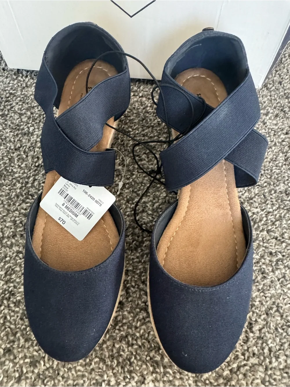 St. John's Bay Lainey Navy Espadrille Wedge Sandals with Cross Straps Size 8